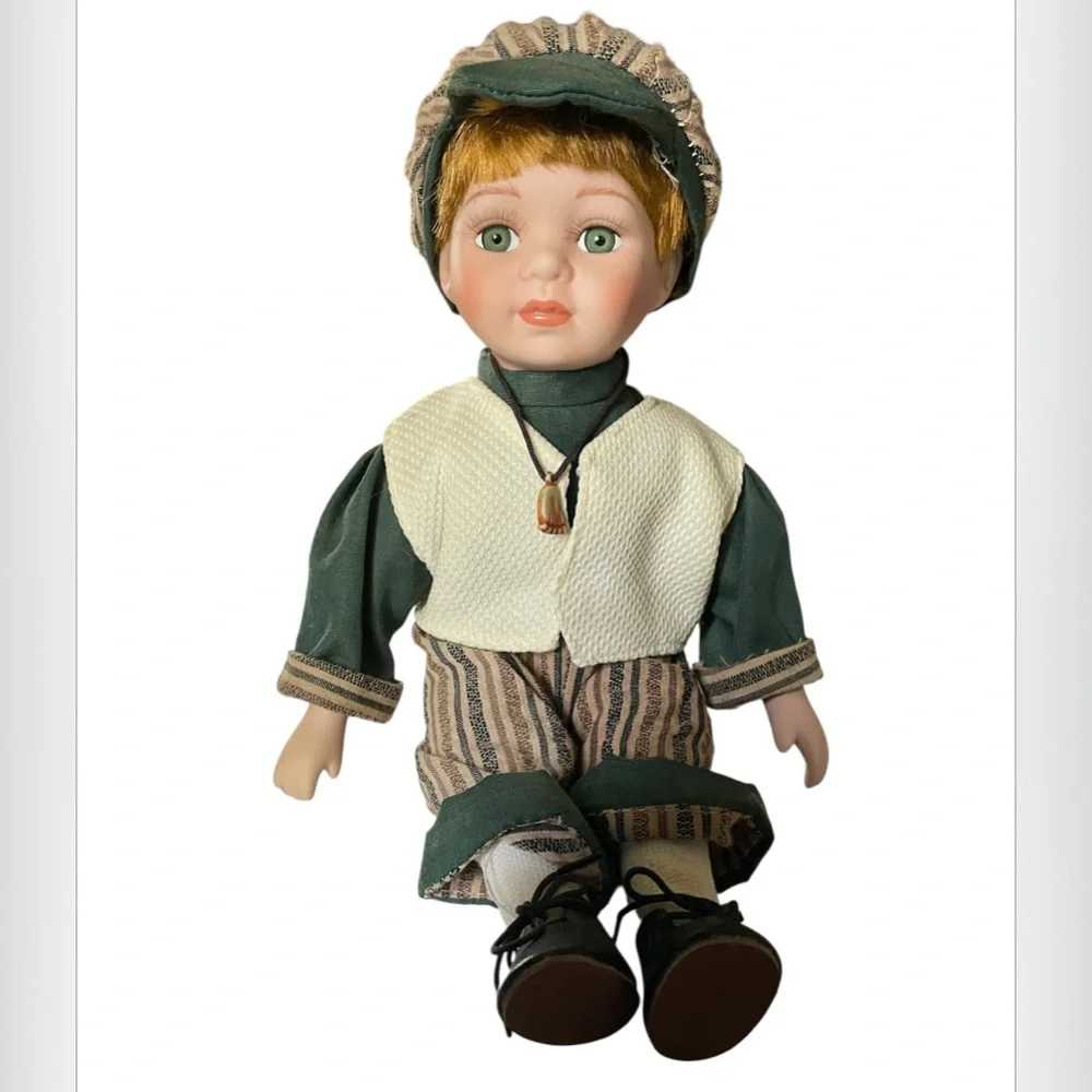 Vintage Imperfect Perfect Set of Two Sitting Brother & Sister Porcelain Dolls 8” - Picture 5 of 9